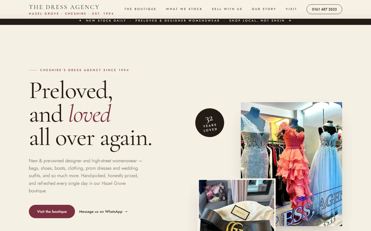 The Dress Agency website, built by Coltura
